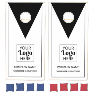 Custom Business Logo Company Name Black And White Cornhole Set