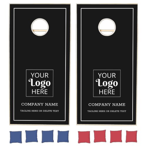 Custom Business Logo Company Name Black And White Cornhole Set