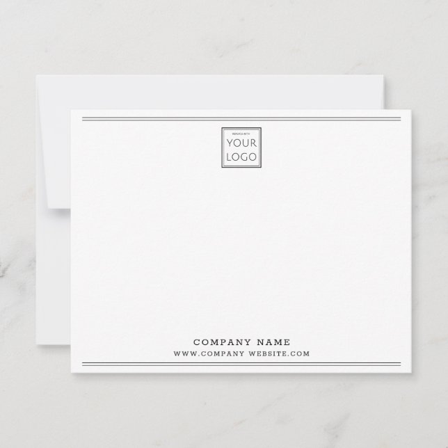 Custom Business Logo Company Name Black Border Note Card (Front)