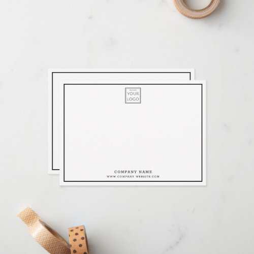 Custom Business Logo Company Name Black Border Note Card