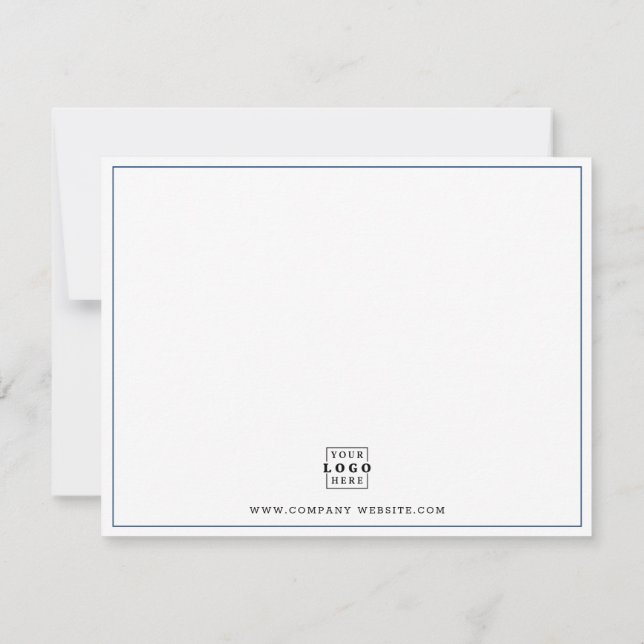  Custom Business Logo Company Name Blue Border Note Card (Back)
