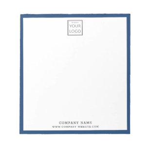Custom Business Logo Company Name Blue Border Notepad