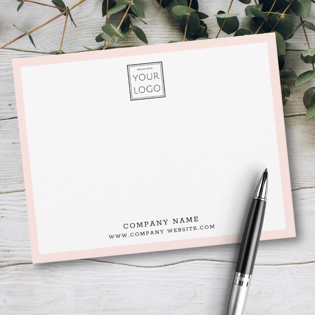 Custom Business Logo Company Name Blush Pink  Note Card (Creator Uploaded)