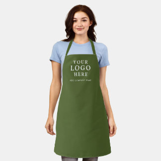 Custom Business Logo Company Name Branded Green Apron