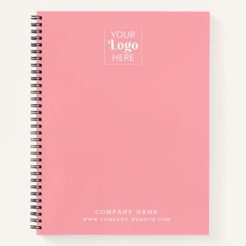 Custom Business Logo Company Name Branded Pink Notebook