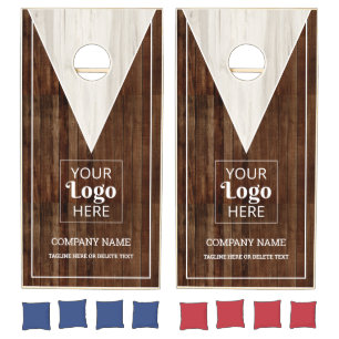 Custom Business Logo Company Name Dark Wood Cornhole Set