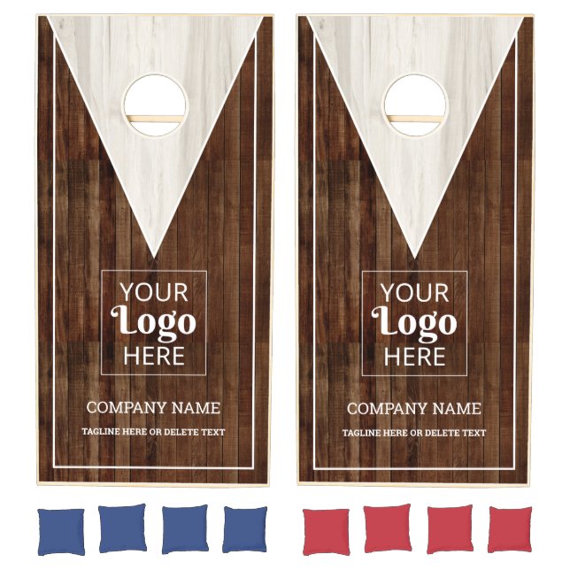 Custom Business Logo Company Name Dark Wood     Cornhole Set (Set)