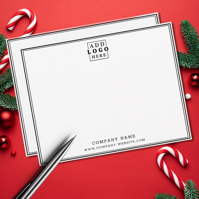 Custom Business Logo Company Name Double Border Note Card (Custom Business Logo Company Name Double Border Note Card)