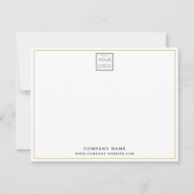  Custom Business Logo Company Name Gold Border Note Card (Front)
