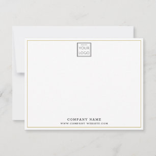 Custom Business Logo Company Name Gold Border Note Card