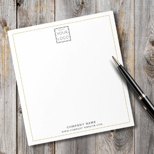Custom Business Logo Company Name Gold Border Notepad