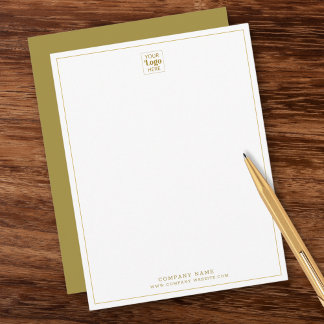 Custom Business Logo Company Name Gold Vertical Note Card