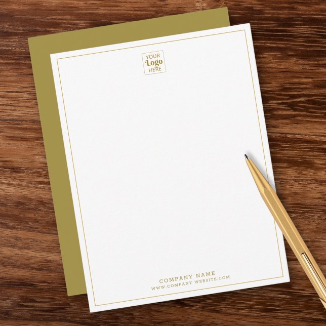 Custom Business Logo Company Name Gold Vertical Note Card (Creator Uploaded)