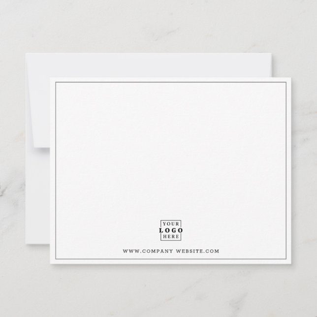 Custom Business Logo Company Name Gray Border Note Card (Back)