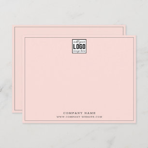 Custom Business Logo Company Name Gray Line Pink Note Card