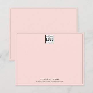Custom Business Logo Company Name Gray Line Pink Note Card
