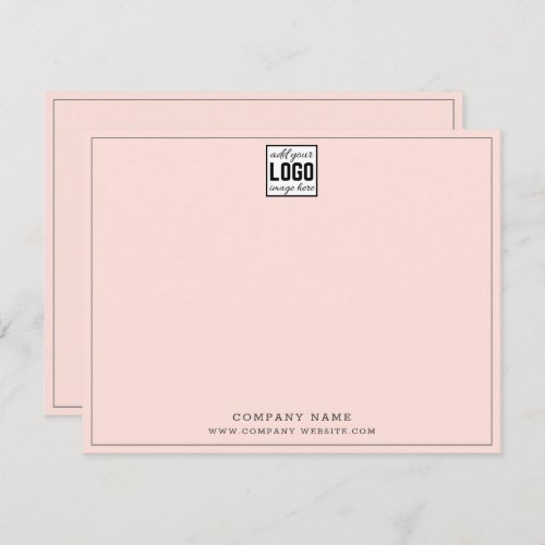 Custom Business Logo Company Name Gray Line Pink Note Card