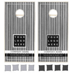 Custom Business Logo Company Name Gray Wood Cornhole Set