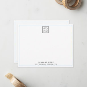 Custom Business Logo Company Name Light Blue Line Note Card