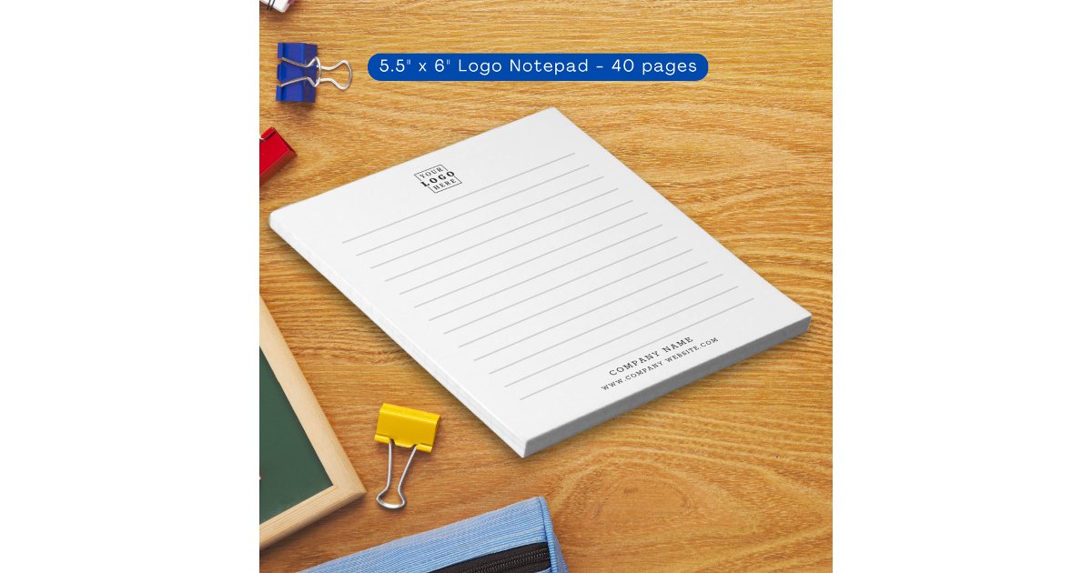 Custom Business Logo Company Name Lined Notepad | Zazzle