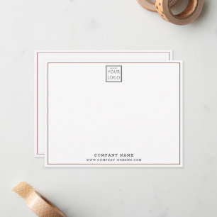 Custom Business Logo Company Name Maroon Border Note Card