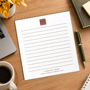 Custom Business Logo Company Name Maroon Lined   Notepad