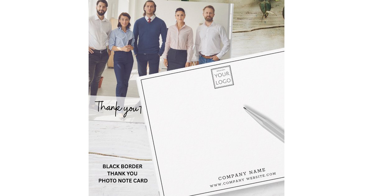Custom Business Logo Company Name Photo Thank you Note Card | Zazzle