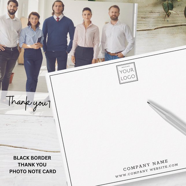 Custom  Business Logo Company Name Photo Thank you Note Card (Creator Uploaded)