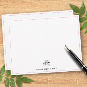 Custom Business Logo Company Name Pink Border Note Card