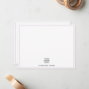 Custom Business Logo Company Name Purple Border Note Card