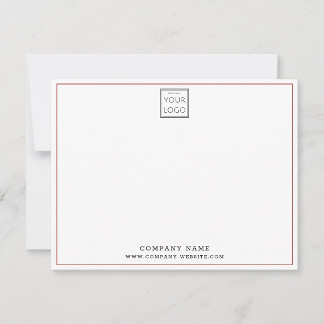  Custom Business Logo Company Name Red Border  Note Card (Front)