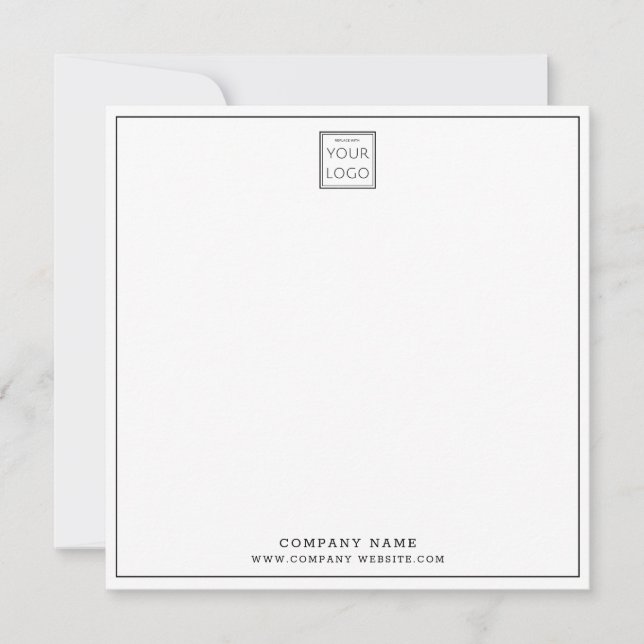 Custom Business Logo Company Name Square Note Card (Front)
