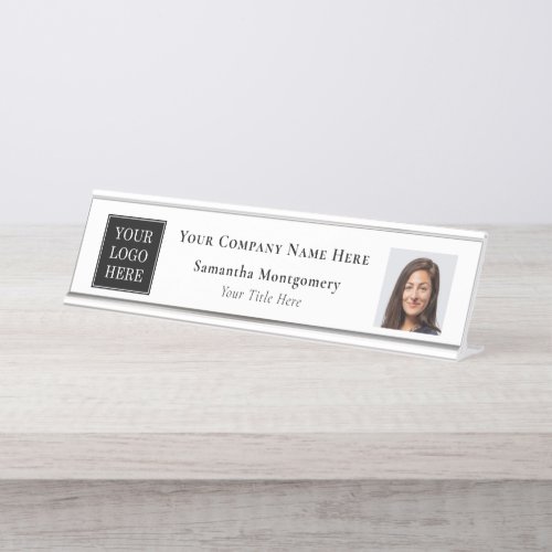 Custom Business Logo Company Name Title Photo Desk Name Plate