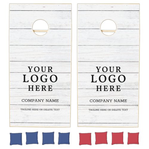 Custom Business Logo Company Name White Wood Cornhole Set