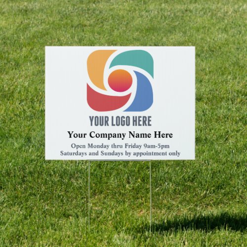Custom Business Logo Company Open Hours Yard Sign