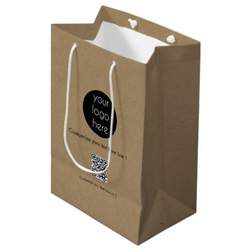 Custom Business Logo Company Promotional Kraft Medium Gift Bag