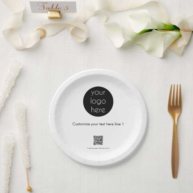 Custom Business Logo Company Promotional  Paper Plates (Wedding)
