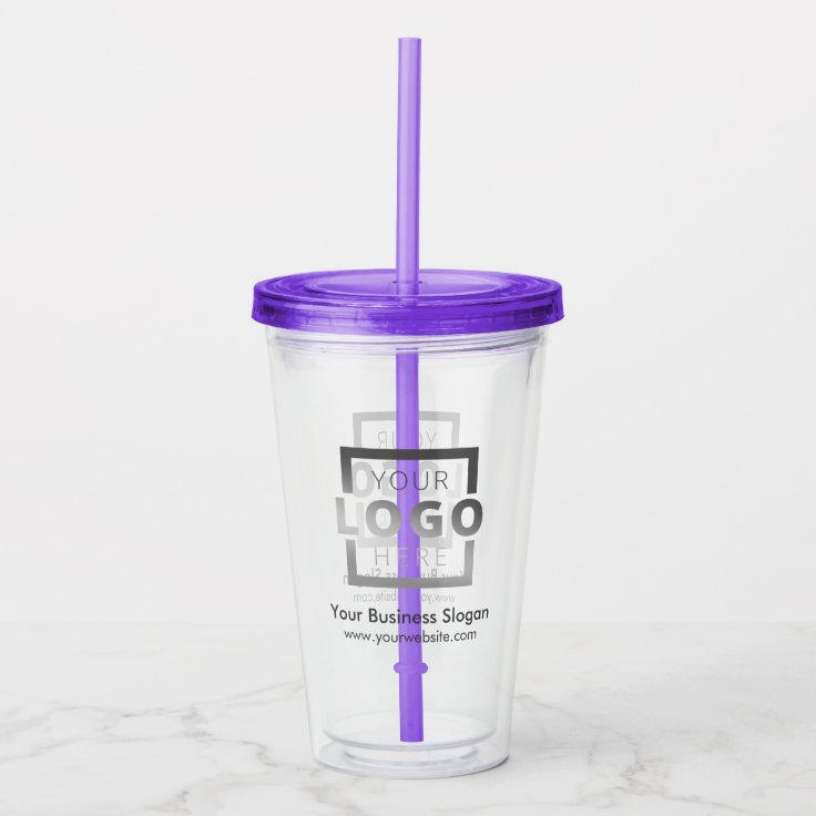 Custom Business Logo Company Promotional Purple Acrylic Tumbler | Zazzle