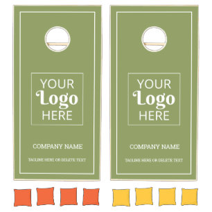 Custom Business Logo Company Sage Green Branded Cornhole Set