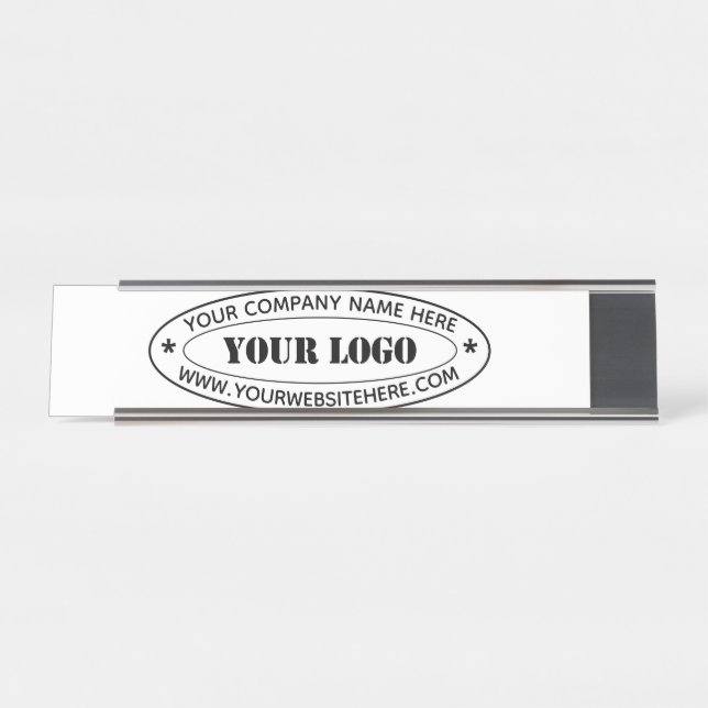 Custom Business Logo Company Stamp - Personalized  Desk Name Plate (Front)