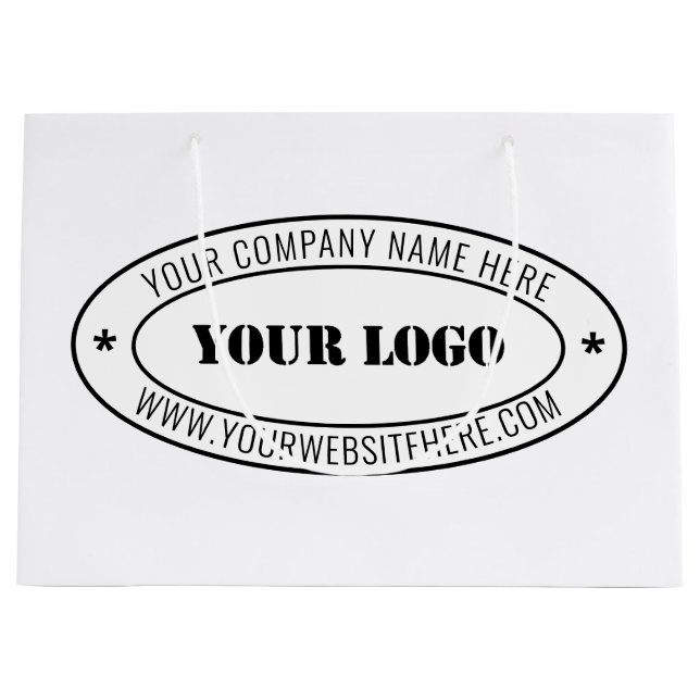 Custom Business Logo Company Stamp - Personalized  Large Gift Bag (Front)