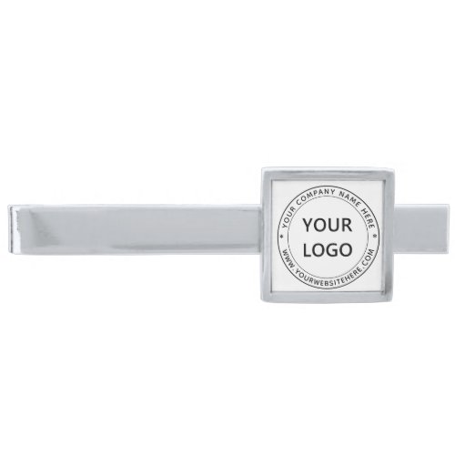 Custom Business Logo Company Stamp _ Personalized  Silver Finish Tie Bar