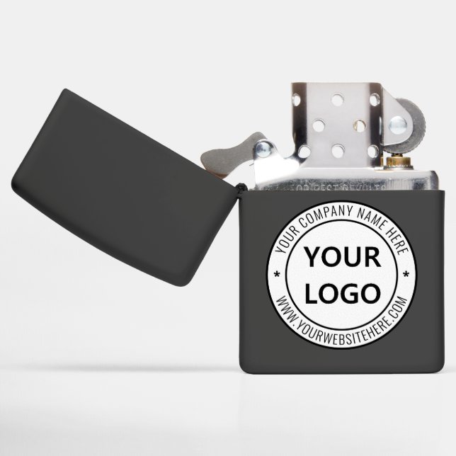 Custom Business Logo Company Stamp - Personalized  Zippo Lighter (Opened)