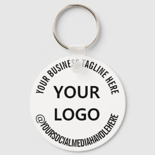 Custom Business Logo Company Tagline Social Media Keychain