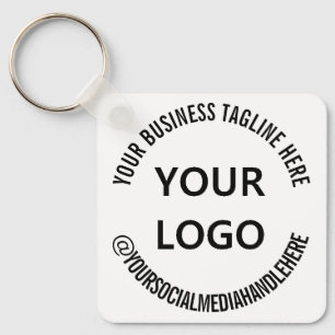 Custom Business Logo Company Tagline Social Media Keychain