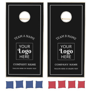 Custom Business Logo Company Team Name Black Cornhole Set
