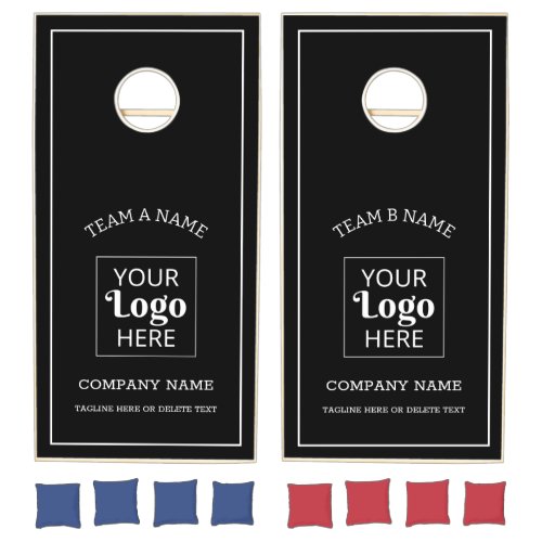 Custom Business Logo Company Team Name Black Cornhole Set