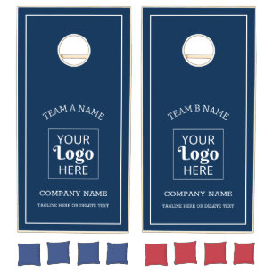 Custom Business Logo Company Team Name Navy Blue Cornhole Set