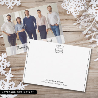 Custom  Business Logo Company Team Photo Thank you Note Card