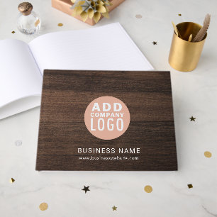 Custom Business Logo Company Visitors Rustic Guest Book
